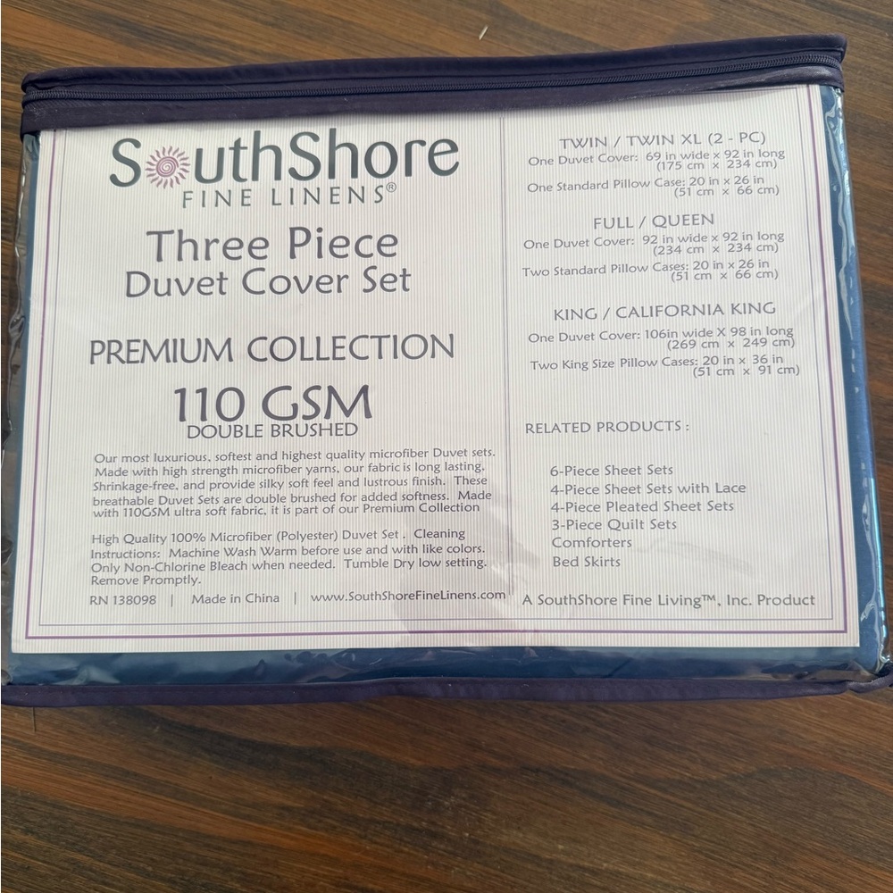 NEW Navy Blue Duvet Bed Cover Set - King/California King